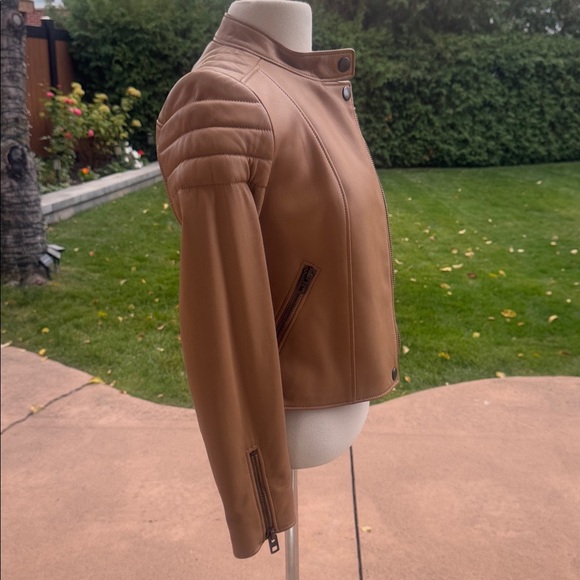Coach Genuine Sheepskin Leather Moto Jacket Size 00 XS - Picture 4 of 8